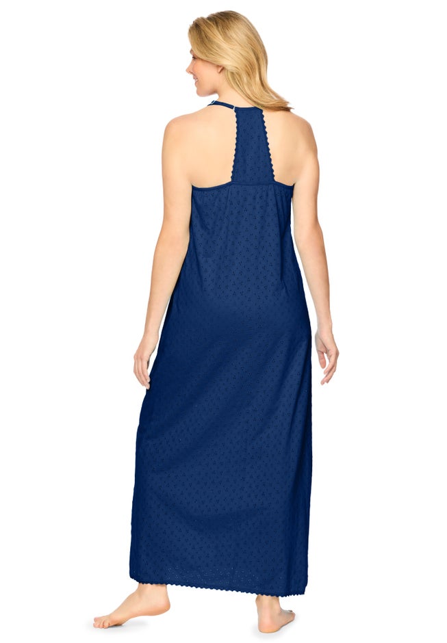 Breezy Eyelet Knit Long Nightgown image number 1