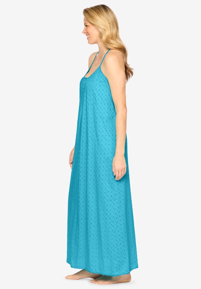 Breezy Eyelet Knit Long Nightgown image number 2