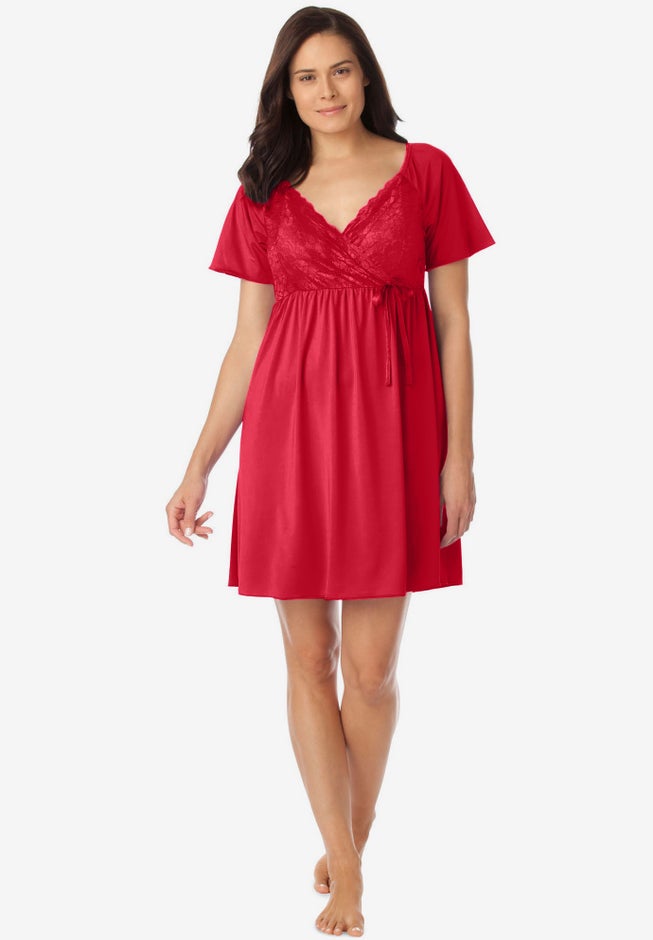 Short-Sleeve Lace Top Gown image number null