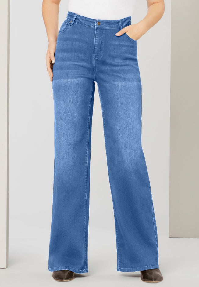 Plus Size Classic Stretch Wide Leg Jean image number 3