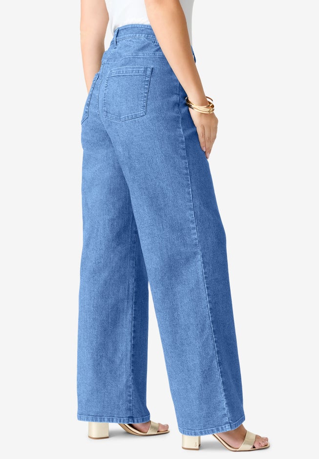 Plus Size Classic Stretch Wide Leg Jean image number 2