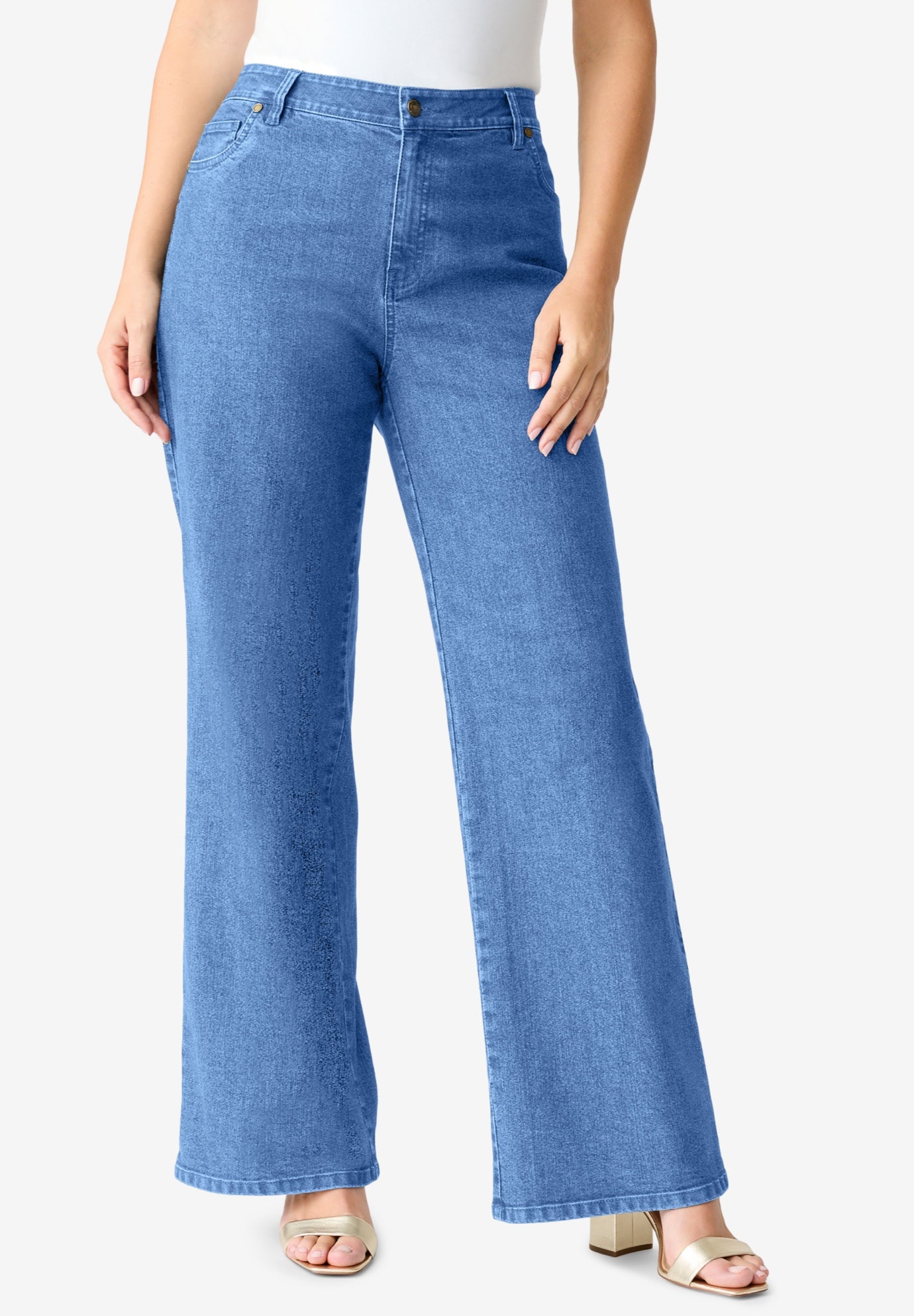 Plus Size Classic Stretch Wide Leg Jean image number 0