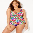 Knot Front V-Neck Underwire Tankini Top image number null
