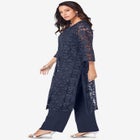 Plus Size 3-Piece Allover Lace Duster Pant Set &ndash; Formal Wear image number null