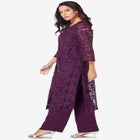 Plus Size 3-Piece Allover Lace Duster Pant Set &ndash; Formal Wear image number null