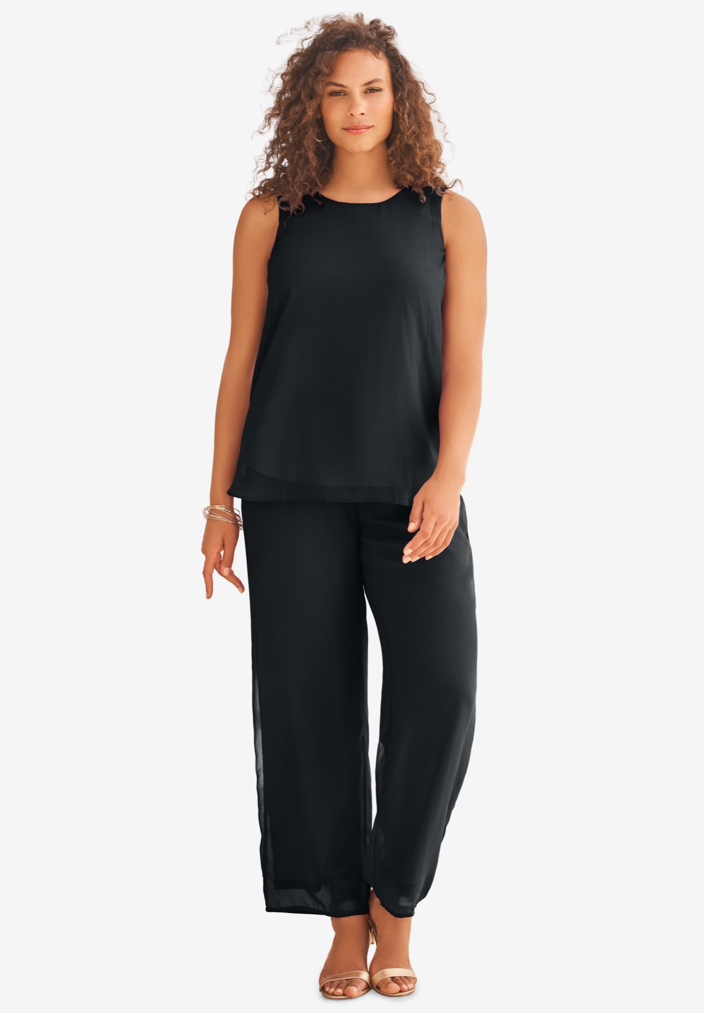 Plus Size 3-Piece Allover Lace Duster Pant Set &ndash; Formal Wear image number 5