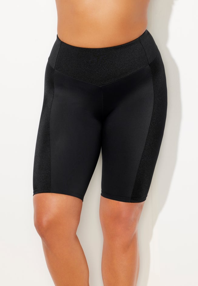 8" Shimmer Color Block High Waist Swim Bike Short image number 3