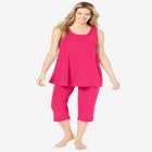 2-Piece Terry Tank and Capri Sleep Set image number null