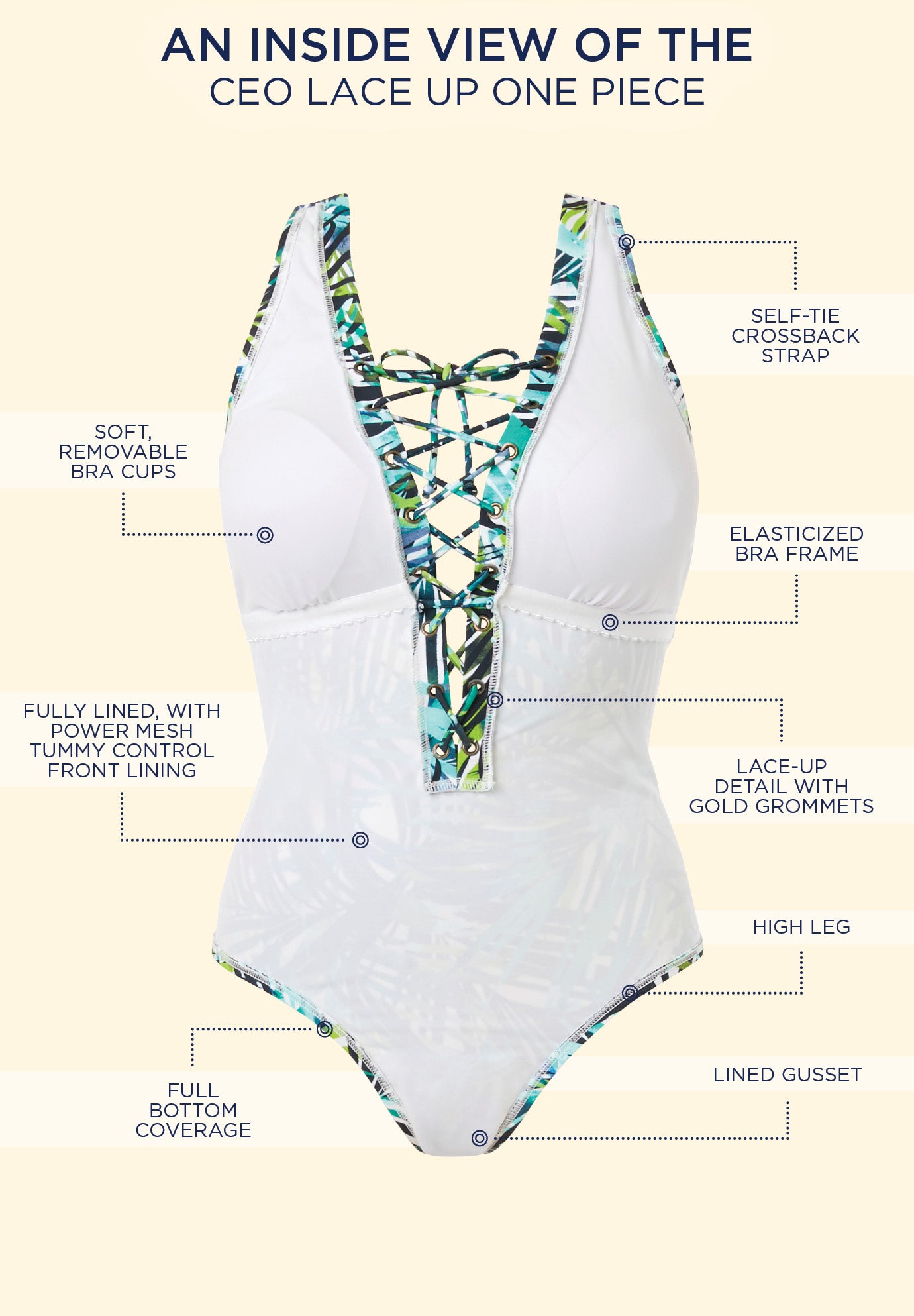 Lace Up One Piece Swimsuit image number 3