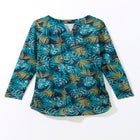 Split-Neck Long Sleeve Swim Tee with Built-In Bra image number 1