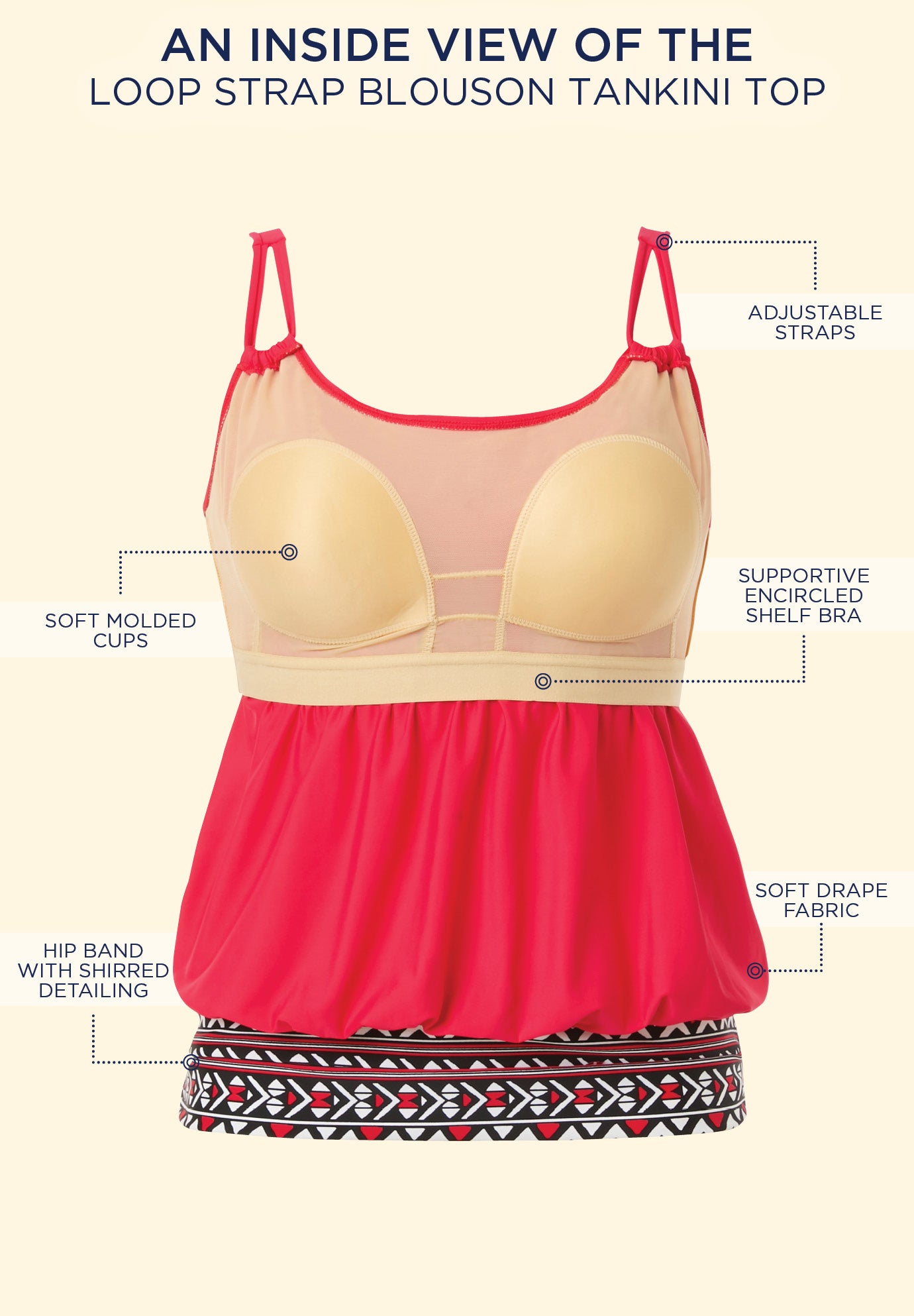 Loop Strap Blouson Tankini Top image number 4