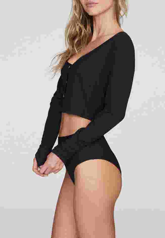 The Cropped Cardigan - Modal Silk Rib image number 2