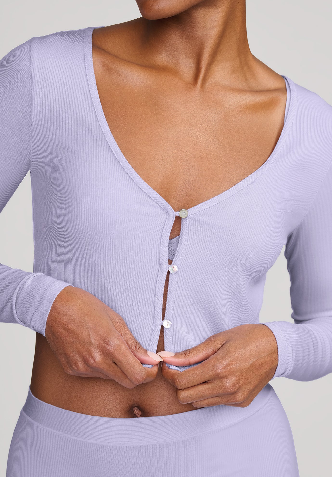 The Cropped Cardigan - Modal Silk Rib image number 3