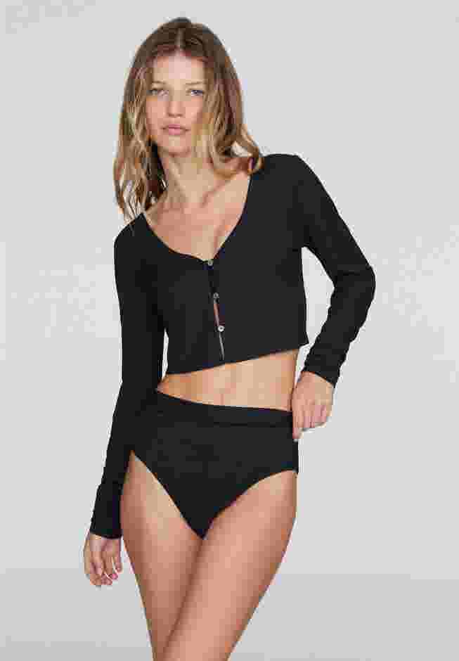 The Cropped Cardigan - Modal Silk Rib image number 0