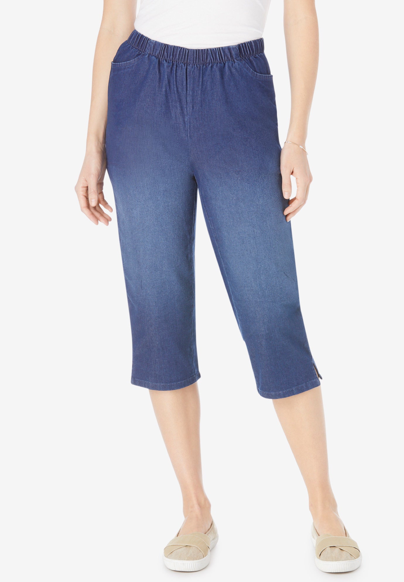 Fineline Stretch Denim Pull-On Capri Jeans image number 0