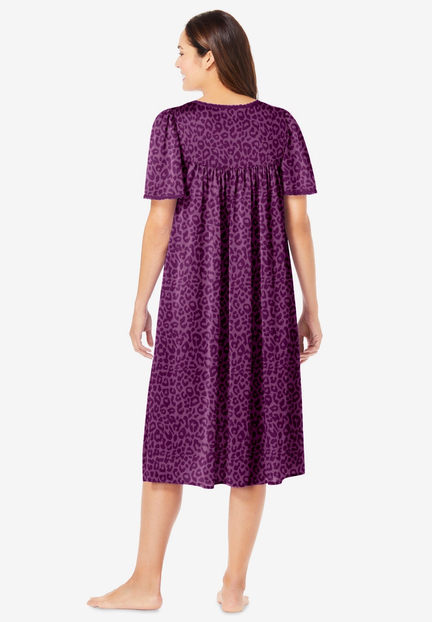 Short Silky Lace-Trim Gown image number 1