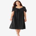 Short Silky Lace-Trim Gown image number null
