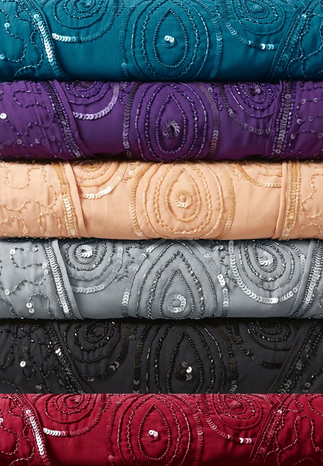 Plus Size Beaded Georgette Scoop Neck 3-Piece Pant Set image number 6