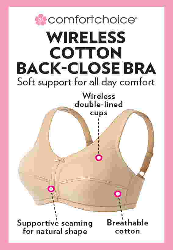 Cotton Back-Close Wireless Bra image number 5
