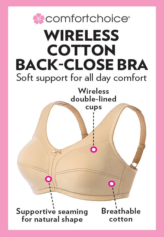 Cotton Back-Close Wireless Bra image number 4