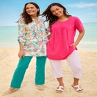 7-Day Straight-Leg Elastic-Waist Stretchy Knit Pant image number null