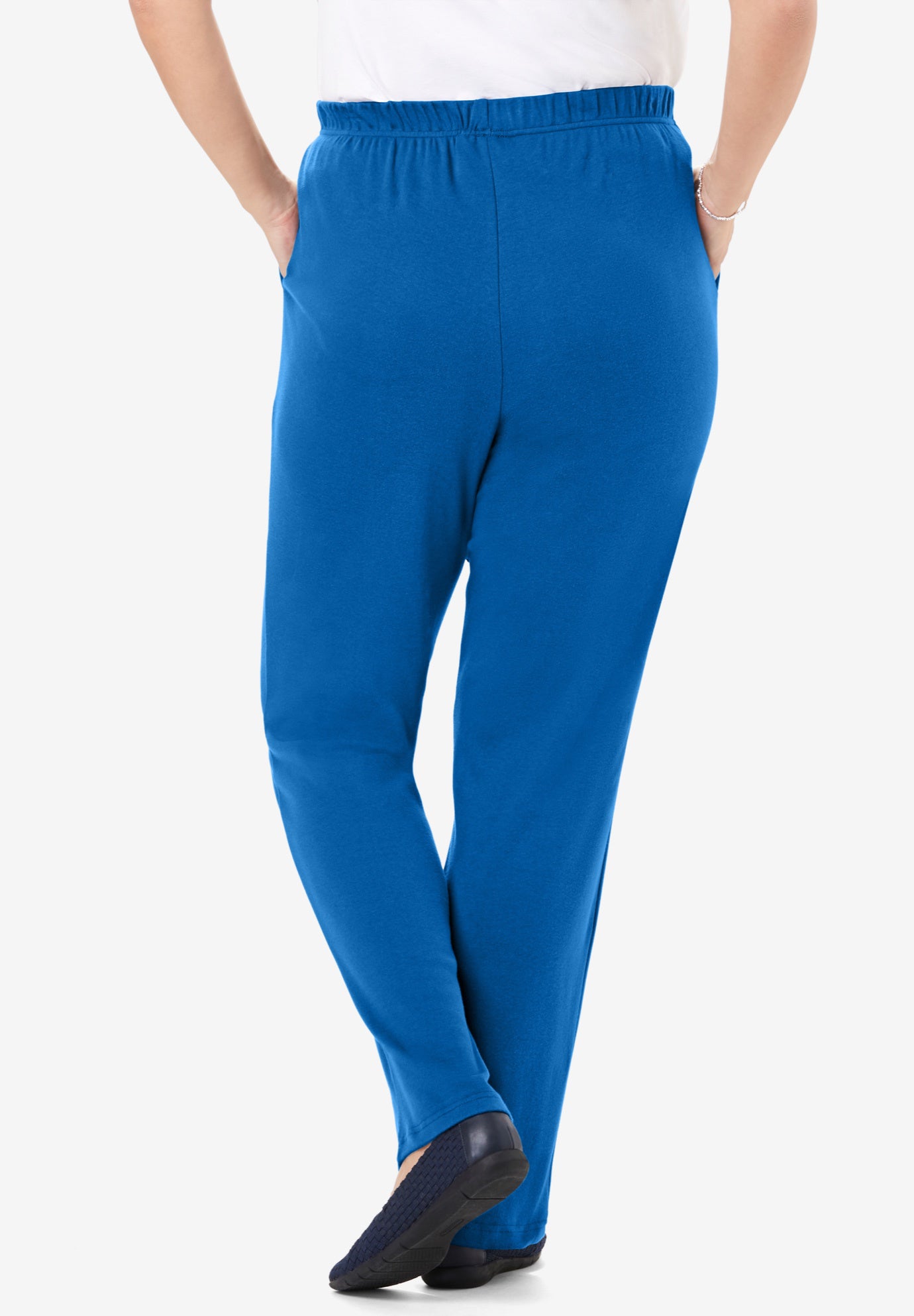 7-Day Straight-Leg Elastic-Waist Stretchy Knit Pant image number 1