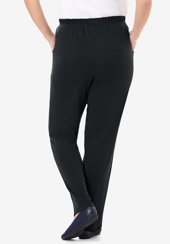 7-Day Straight-Leg Elastic-Waist Stretchy Knit Pant image number 1