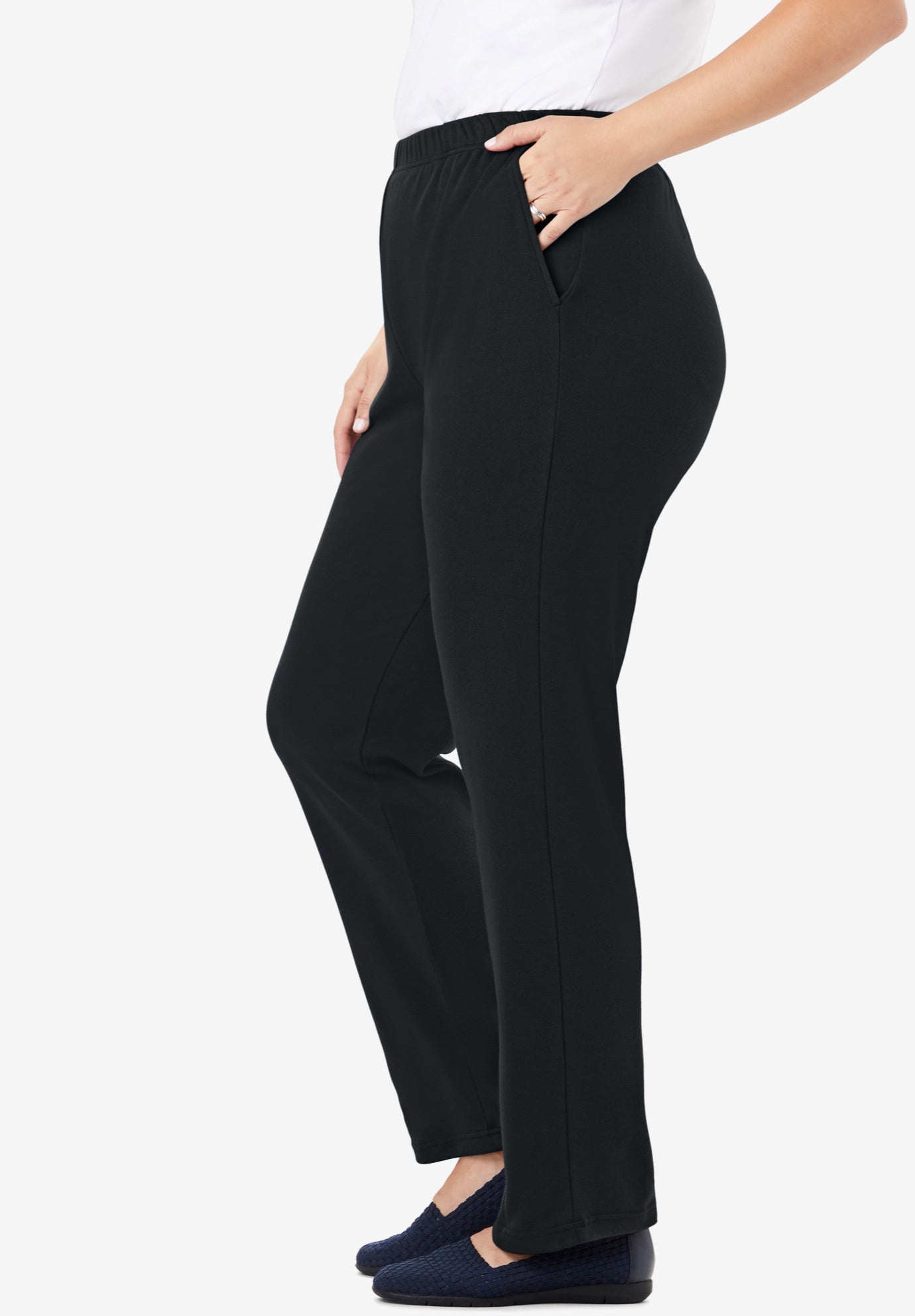 7-Day Straight-Leg Elastic-Waist Stretchy Knit Pant image number 2
