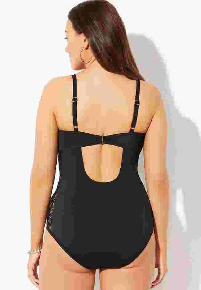 Crochet Underwire One Piece Swimsuit image number 3