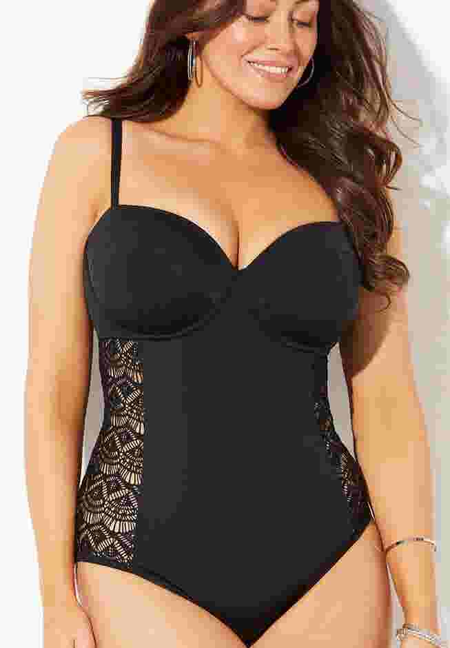 Crochet Underwire One Piece Swimsuit image number 4