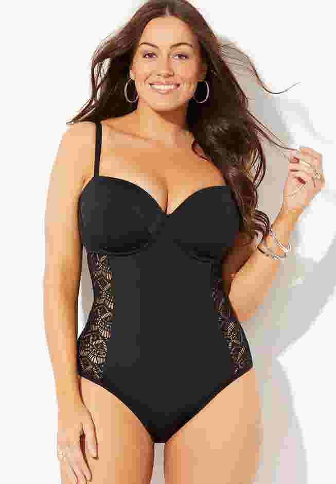 Crochet Underwire One Piece Swimsuit image number 5