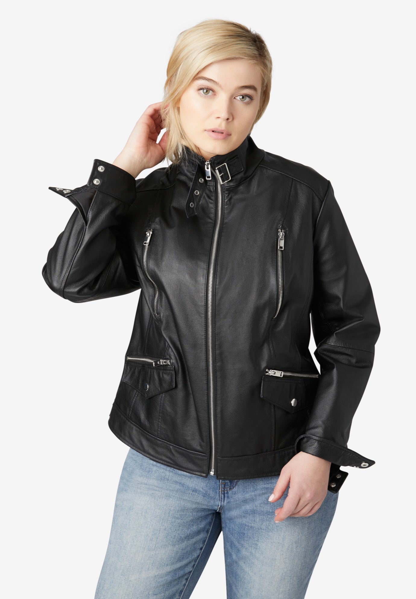 Zip Front Leather Jacket image number 3
