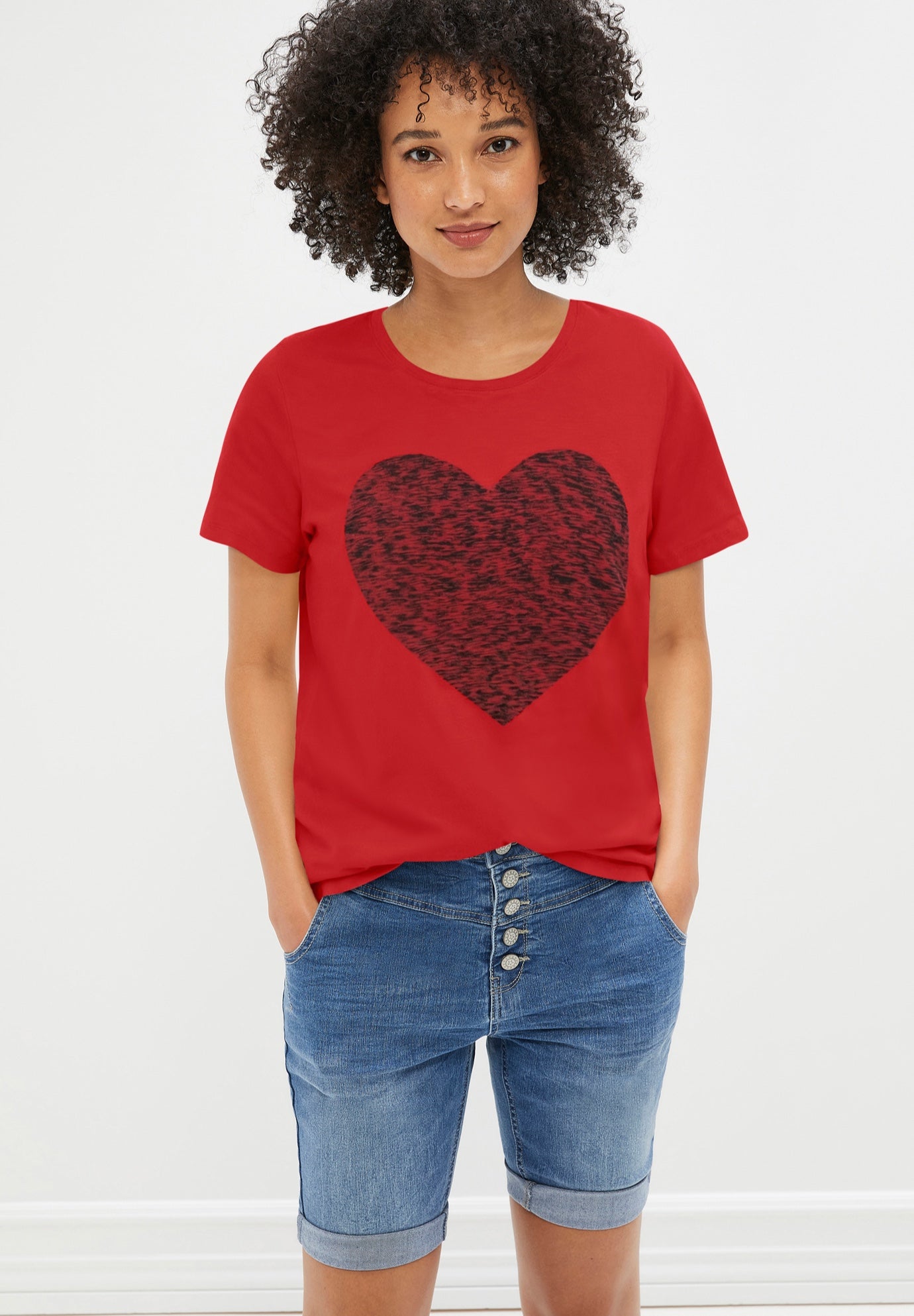 100% Cotton Jersey Slub Scoopneck Short Sleeve Graphic Tee image number 0
