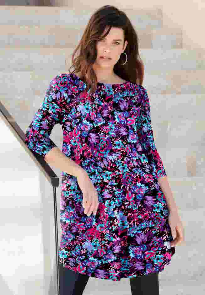 Plus Size Boatneck Swing Ultra Drape Tunic Top image number 0