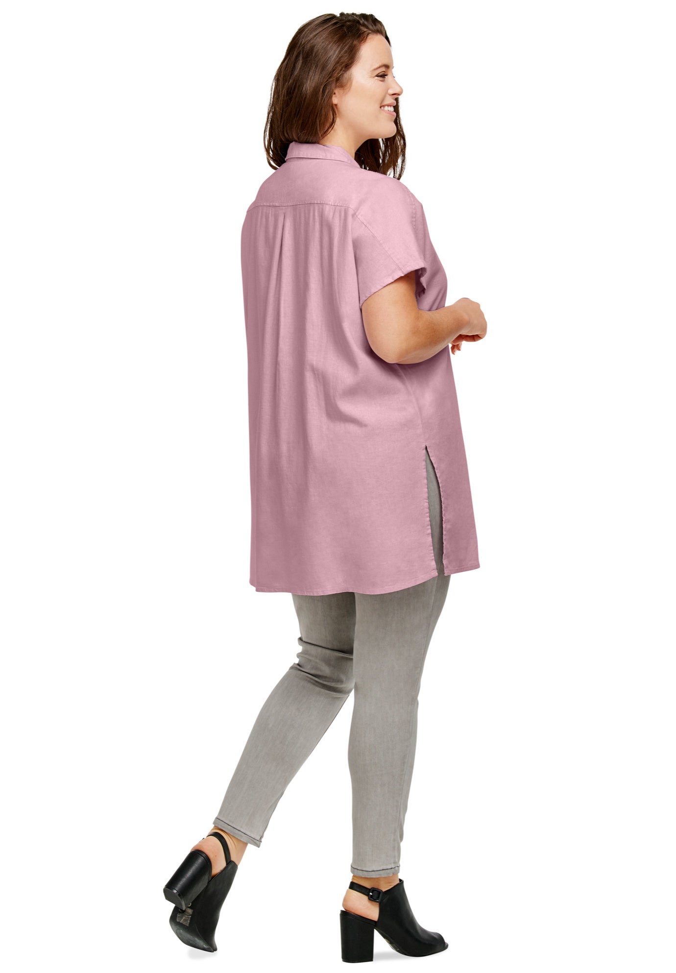 Linen-Blend Button Front Tunic image number 2