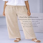 Linen-Blend Elastic Waist Drawstring Relaxed Pant image number null