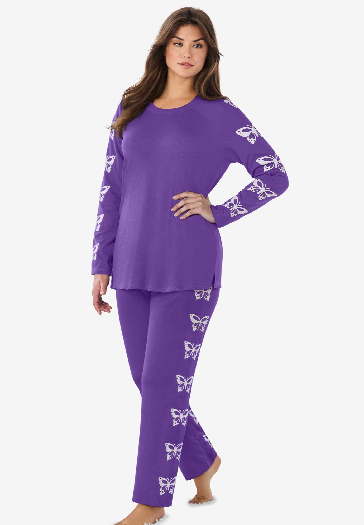 Dreams & Co&reg; Side Print Pajama Set image number 0