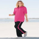 Cotton French Terry Straight-Leg Pull-On Side-Stripe Pants image number null