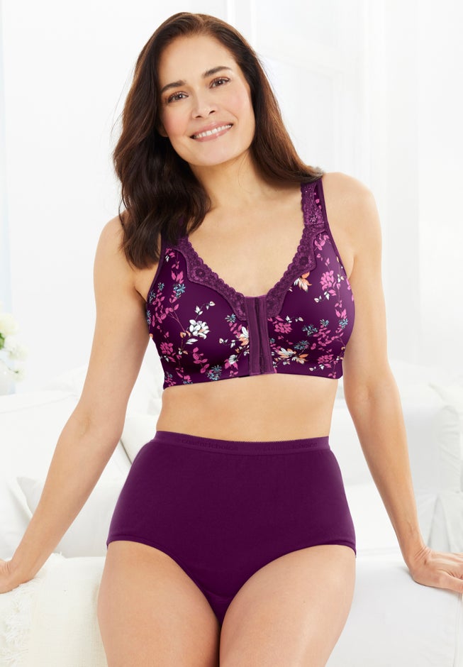 Catherines Front-Close Cotton Comfort Bra image number 4