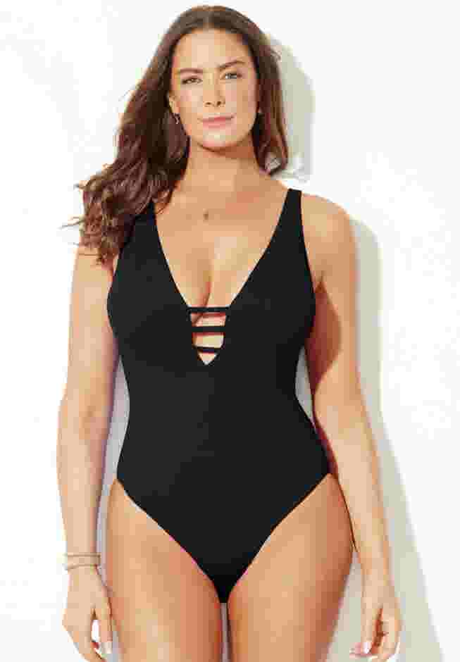 Strappy Plunge One Piece Swimsuit image number 4