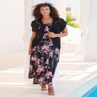 Plus Size Sleveless Hand-Crinkled Button-Front A-Line Maxi &ndash; Curvy Breezy Dress image number null