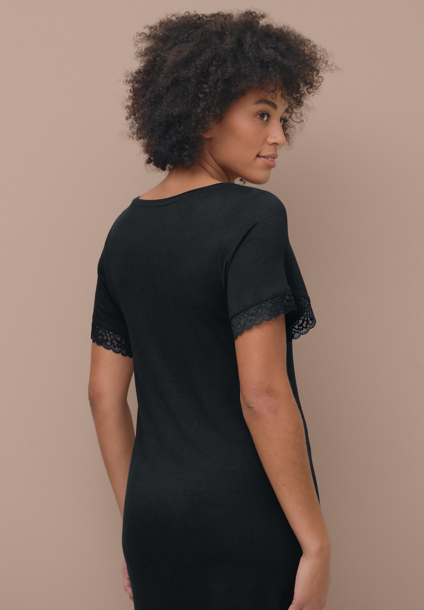 V-Neck Lace Trim Nightgown image number 1