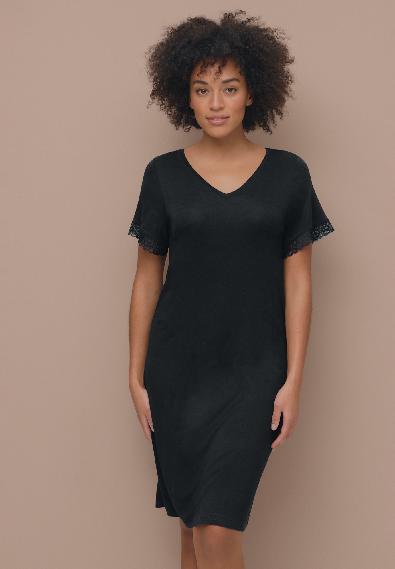 V-Neck Lace Trim Nightgown image number 0