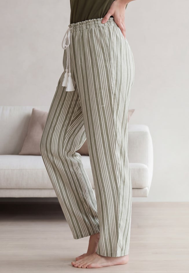 Wide-Leg Sleep Pant with Tassel Drawstring image number 2