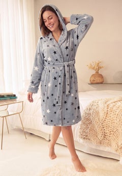 Dreams & Co&reg; Plush Hooded Wrap Robe