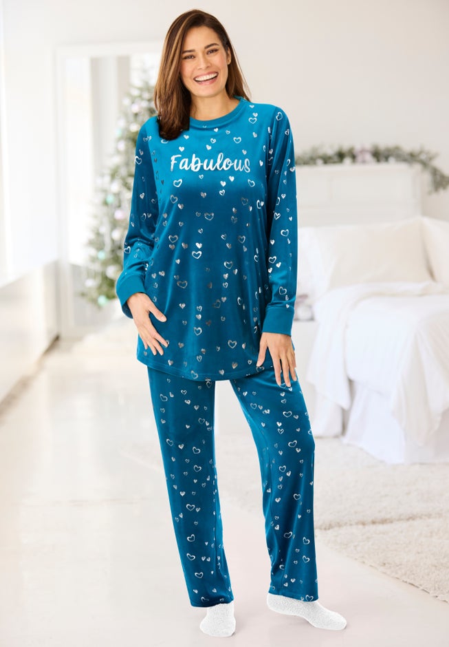 Dreams & Co. &reg; Velour Pajama with FREE Fuzzy Socks image number 5