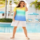 Short-Sleeve V-Neck Shirred Tee image number null