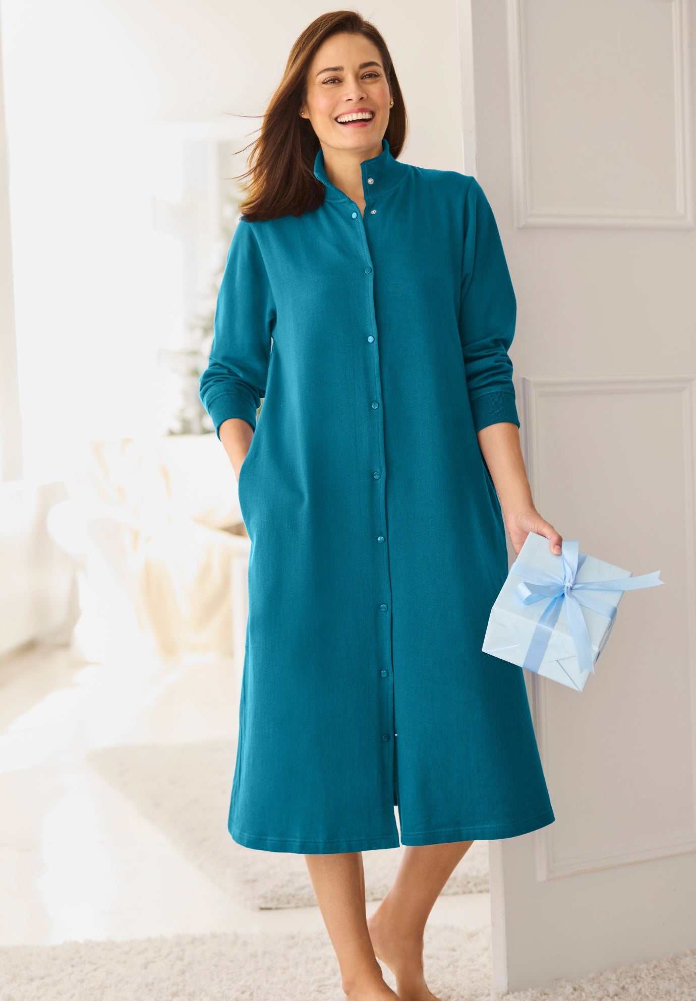 Only Necessities&reg; Fleece Snap-Front Robe image number 0