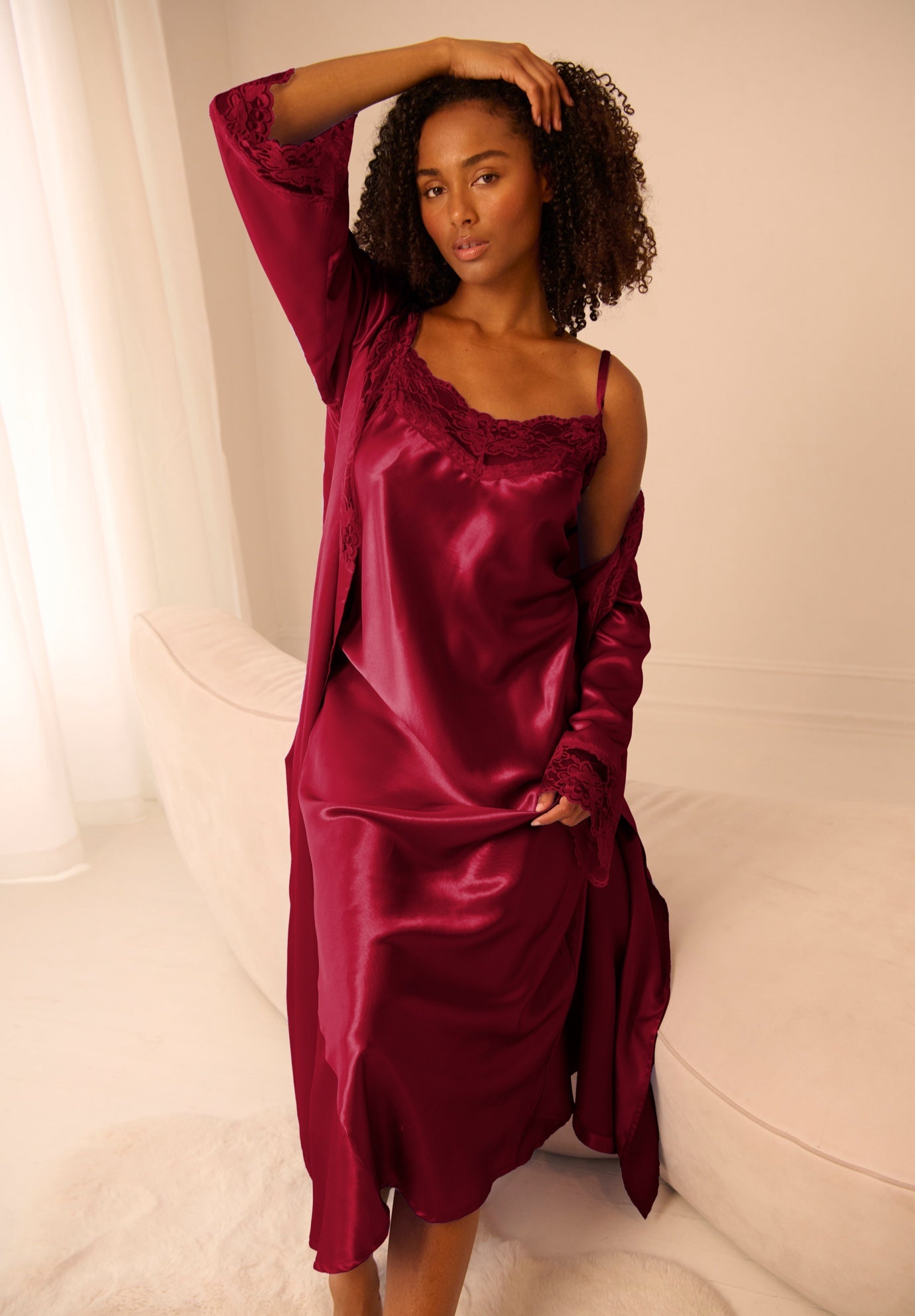 The Luxe Satin Long Peignoir Set image number 7