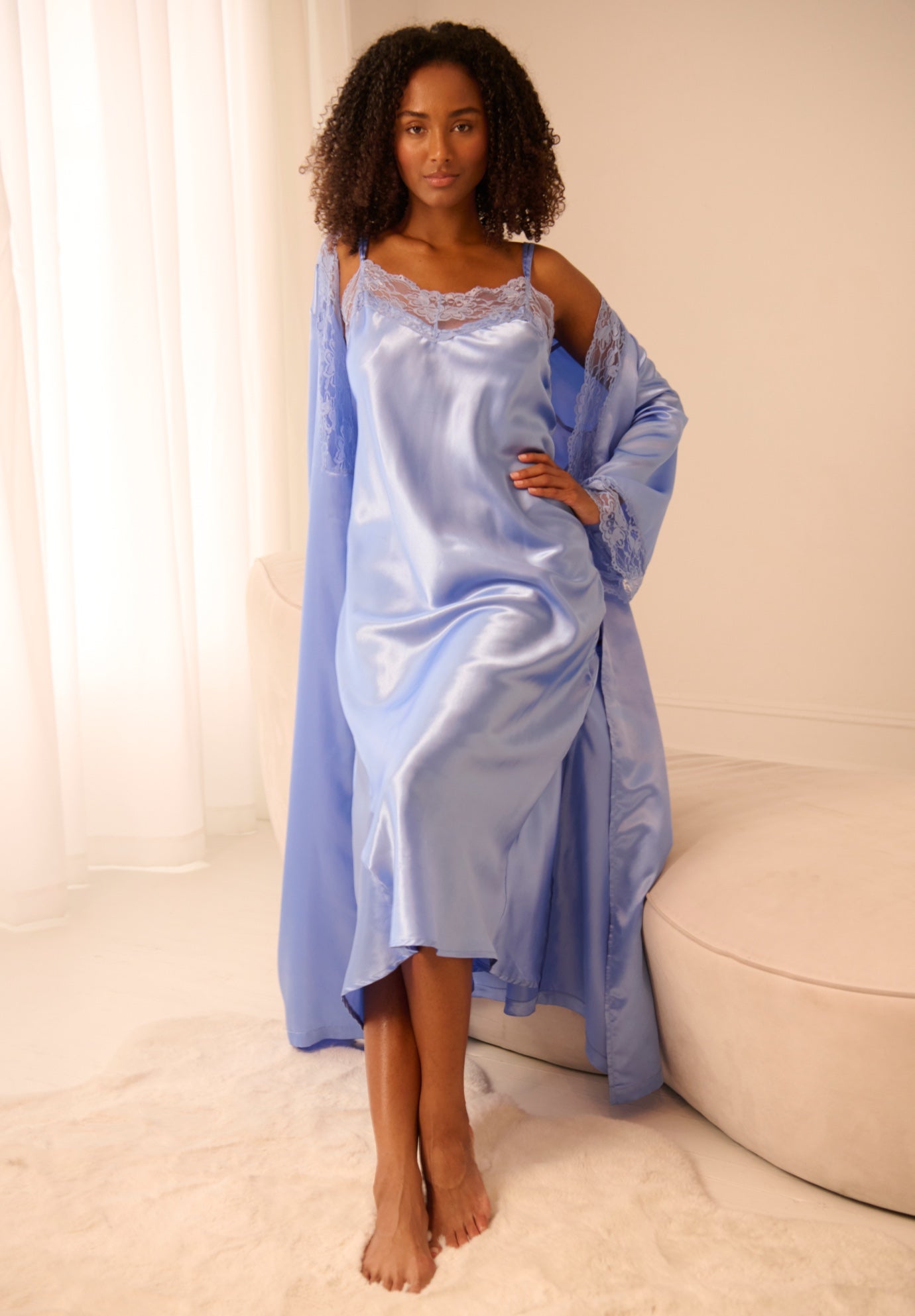 The Luxe Satin Long Peignoir Set image number 0